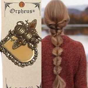 Hair Pin Hair Jewelry Antique Gold Heart Bee Romantic Vintage Cottage Floral